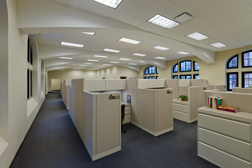 Interior view of open office area.